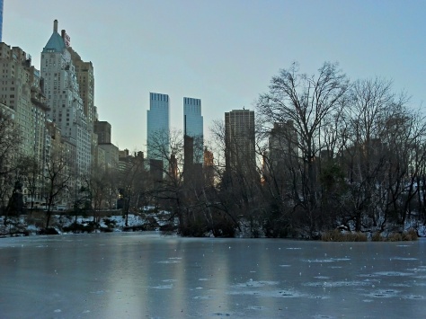 New York City beyond the pond at Central Park