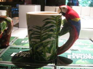 A coffee mug at the gift shop at the Singapore Zoo but that could be me.