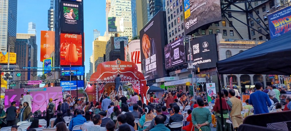 Crowds at Durga Puja 2024 in Times Square